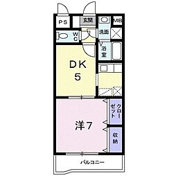 グランドコラム 3階1DKの間取り