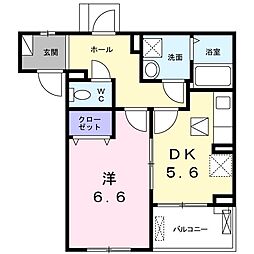 シャルマン東寺南III 1階1DKの間取り