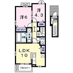ハッピーハート1 2LDKの間取図画像