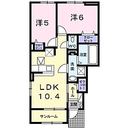 ヴィラエスポワール 2LDKの間取図画像
