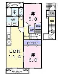 ガーデニアB 2LDKの間取図画像