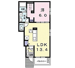 アビタシオン2 1LDKの間取図画像
