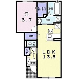 トレスポム 1階1LDKの間取り
