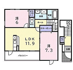 プラウド・コート1 2LDKの間取図画像