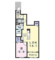 メゾンドM.N.I 1LDKの間取図画像