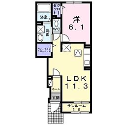 セントポーリアA 1LDKの間取図画像