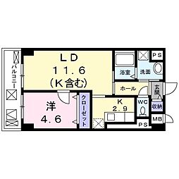 ウェスト宮ノ下 5階1LDKの間取り