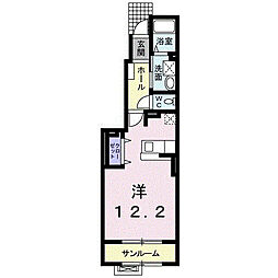 パインバードA ワンルームの間取図画像
