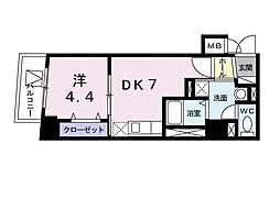 アンソレイエ 1DKの間取図画像