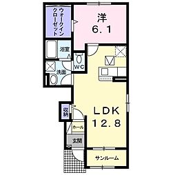 グレーシアN.東温A 1LDKの間取図画像