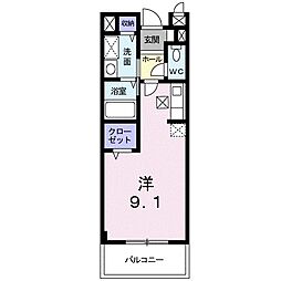 アルバ　I 2階ワンルームの間取り