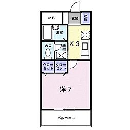 アクロス 1Kの間取図画像