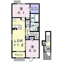 フェリーチェ上田A 2LDKの間取図画像