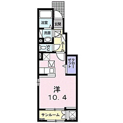 リジェール・フォレ2 ワンルームの間取図画像