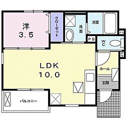 ファミリーカツマタ2 1LDKの間取図画像