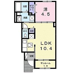 カーサアリエッタC 1LDKの間取図画像