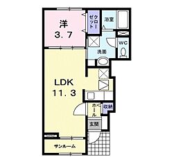 ソレアード 1LDKの間取図画像