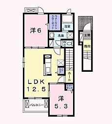 プライムローズD 2LDKの間取図画像