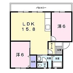パークサイドハイムA 2LDKの間取図画像