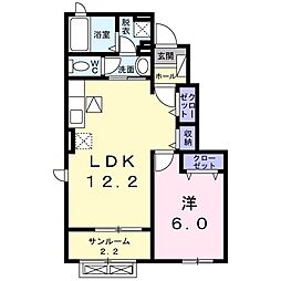 アイリス　II 1階1LDKの間取り