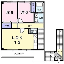 メゾンラフィットB 2LDKの間取図画像