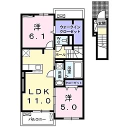 エアリーハウスC 2LDKの間取図画像