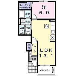 アークス川手B 1LDKの間取図画像