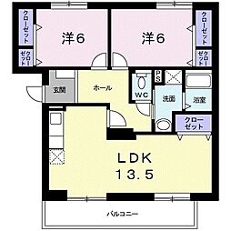 セルカミヤ 2LDKの間取図画像