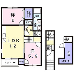 カーサミーア 2LDKの間取図画像