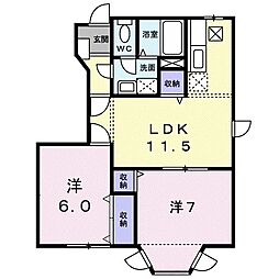 チェリーハイム 1階2LDKの間取り