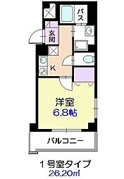 イースト21・YK 1Kの間取図画像