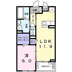 プレッソリンクウ 1LDKの間取図画像