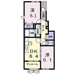 アッシュ6A 2DKの間取図画像