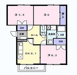 ソミュール匠 2階3DKの間取り