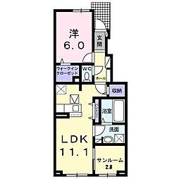 フラングラースC 1LDKの間取図画像