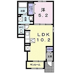 サン・ルーチェ 1LDKの間取図画像