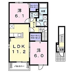 カーサアライブささやA 2LDKの間取図画像