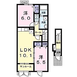 パイシスA 2LDKの間取図画像