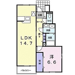 シューネスハイム1 1LDKの間取図画像
