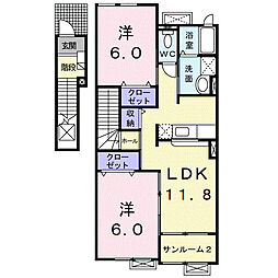 ウィステリアA 2LDKの間取図画像