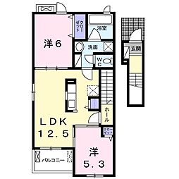 シャイニング　蒼I 2階2LDKの間取り