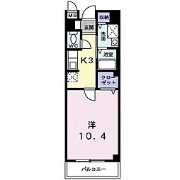 アレグラール 1Kの間取図画像