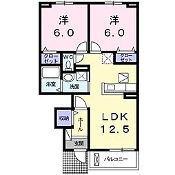 シームリーレジデンス 2LDKの間取図画像