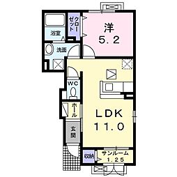 9.グランツ・平井 1LDKの間取図画像