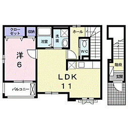 エスポワール東深津 1LDKの間取図画像