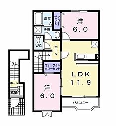 グリーンハイツB 2LDKの間取図画像