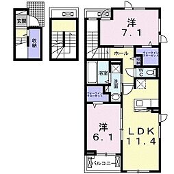 ラーナカーサA 2LDKの間取図画像