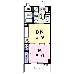 プレシャス.ワン 1DKの間取図画像