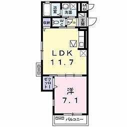 リヴェール北花田 1LDKの間取図画像