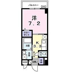 リバーコート浅香 1Kの間取図画像